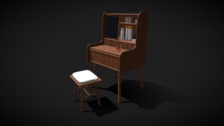 Dressing Table and Stool Asset Pack 3D Model