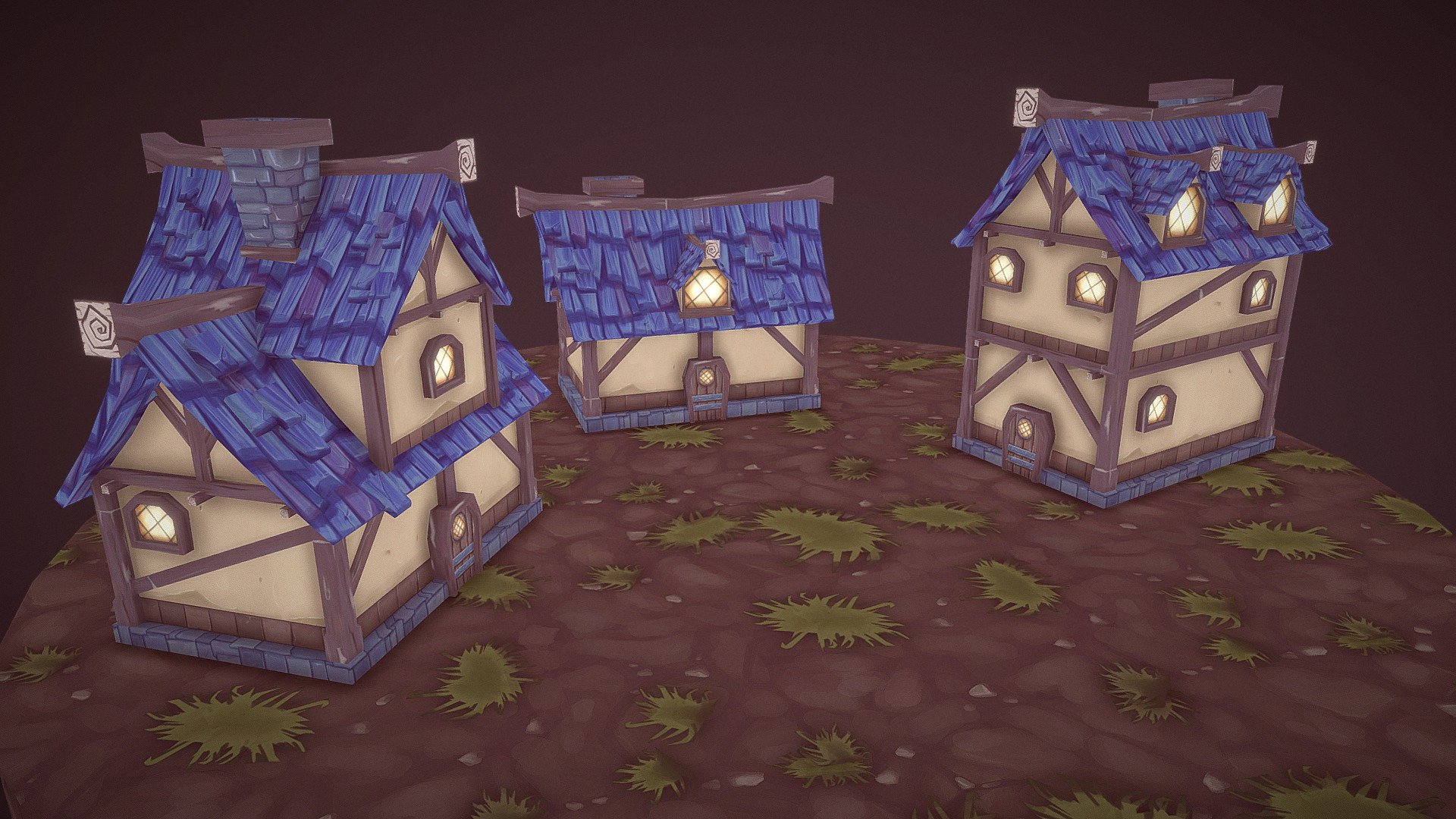 Low-poly Stylized Medieval Houses