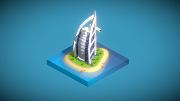 Isometric Stylized Burj Al Arab 3D Model