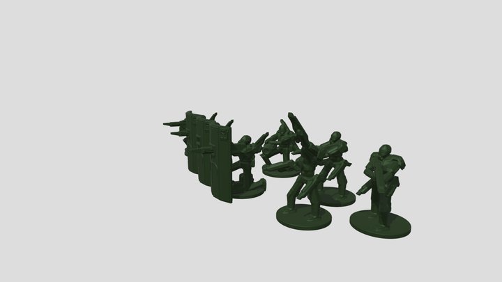 28mm Shield rhino tactical assault squad 3D Model
