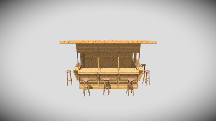 Wooden Kiosk 3D Model