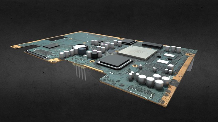Lowpoly Ps2 Motherboard textured model 3D Model