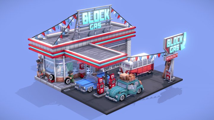 Gas station 3D Model