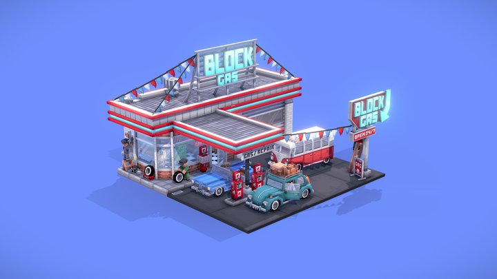 Gas station 3D Model