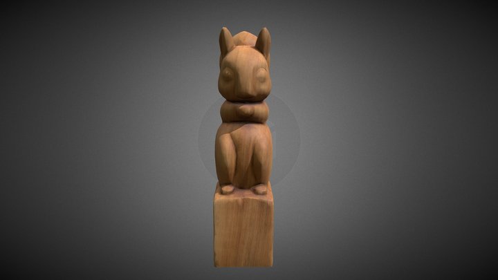 Squirrel wood carving 3D Model