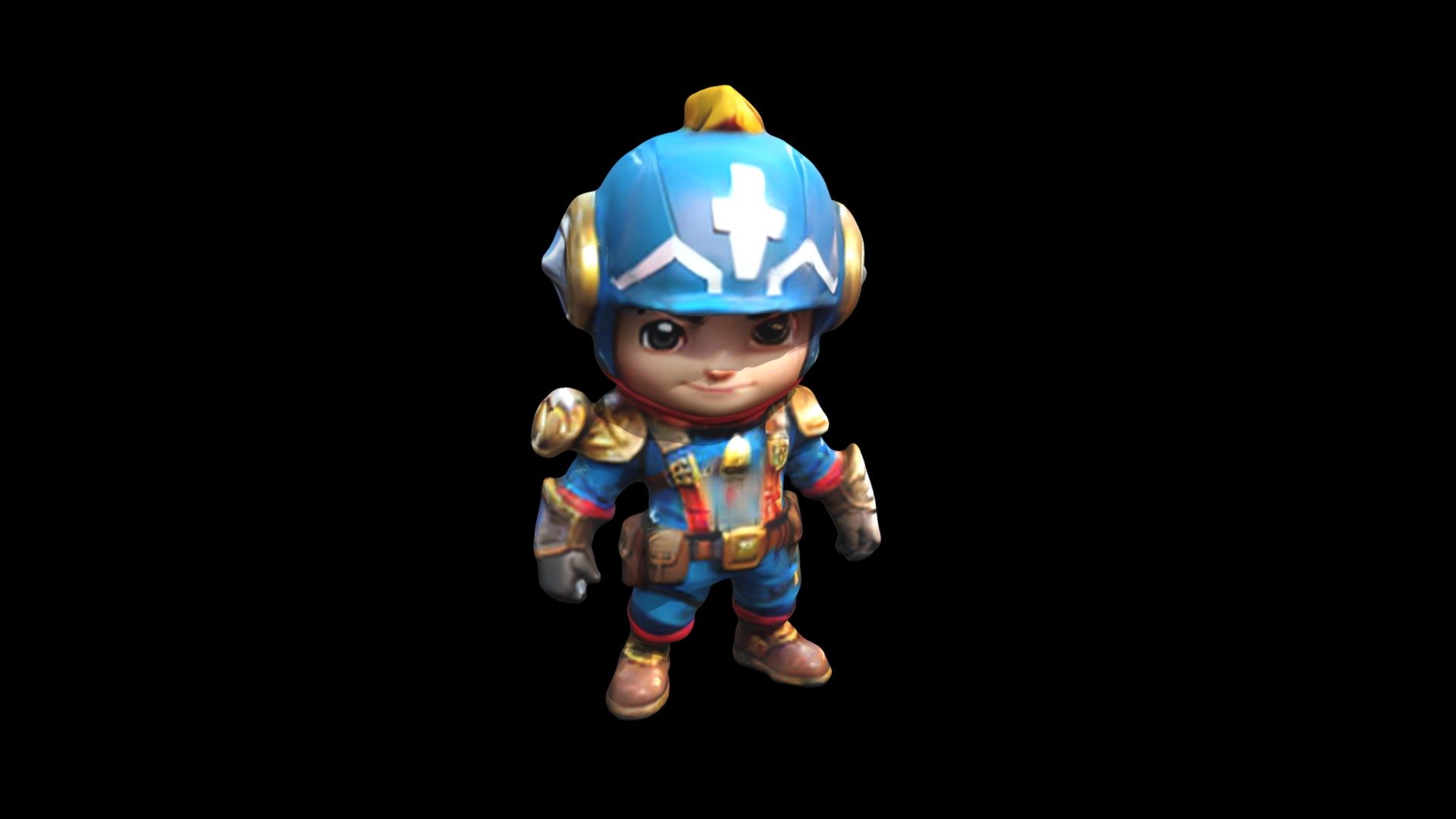 A stylized and animated character named 