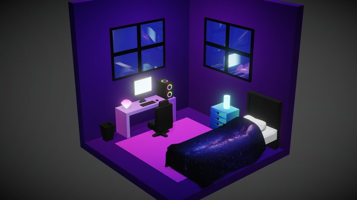 Low Poly Cozy Room 3D Model