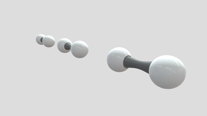 Hydrogen Molecule H2 3D Model