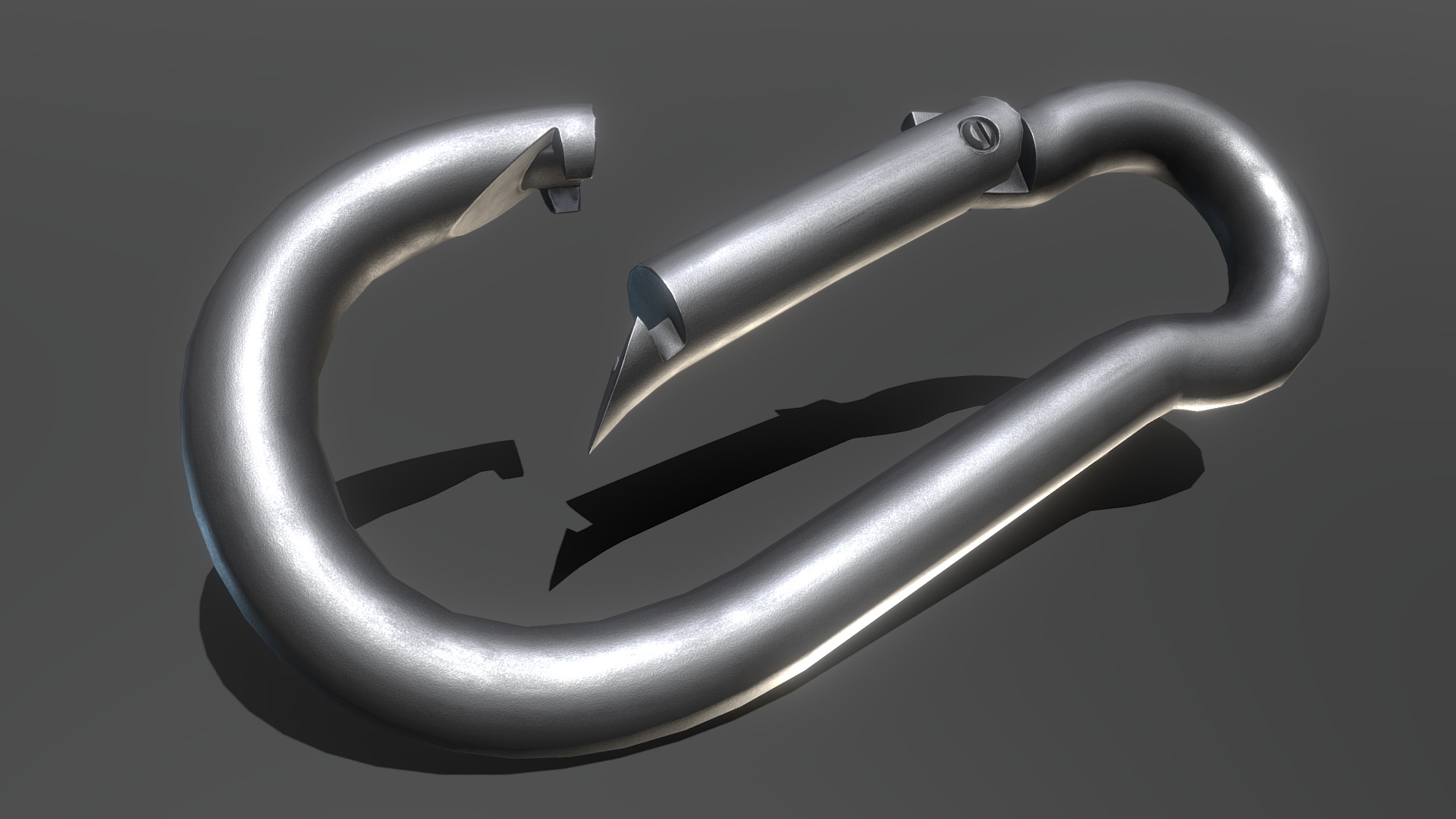 3D model Carabiner – Karabinerhaken (Low-Poly) - This is a 3D model of the Carabiner - Karabinerhaken (Low-Poly). The 3D model is about a metal circular object.