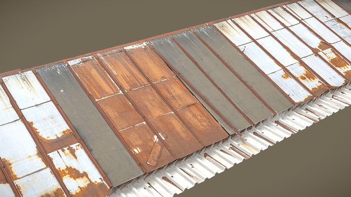 Long rusty metal industrial Roof – Free 3D Model STL