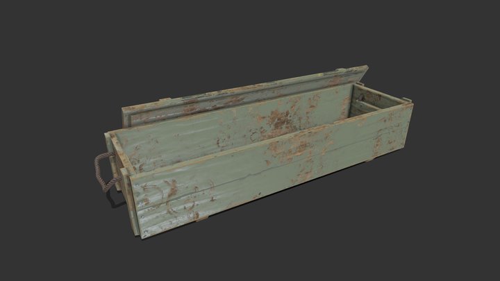 3D model WWII Set of Ammo Boxes VR / AR / low-poly
