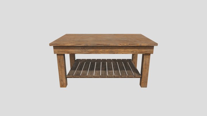 Model of Victorian Deal Table 3D Model
