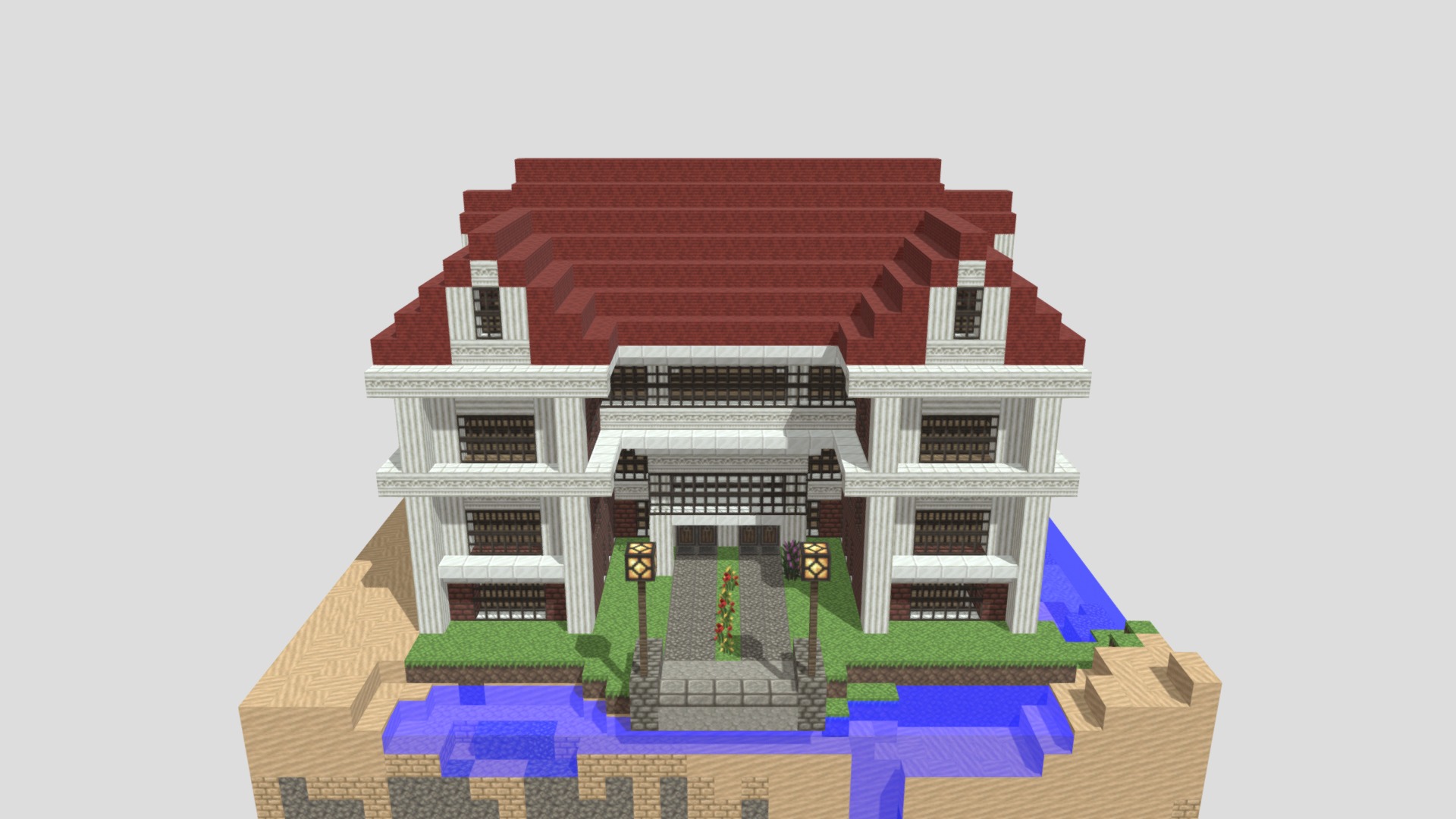 3D model Small classic brick house. - This is a 3D model of the Small classic brick house.. The 3D model is about a model of a house.
