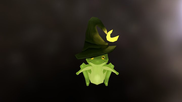 Handpainted Witch Frog 3D Model