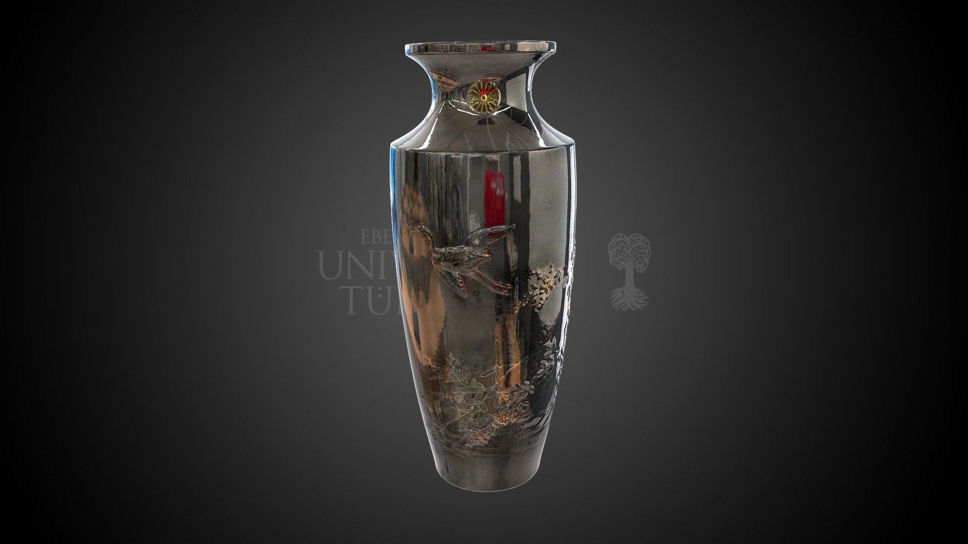 Eine Metallvase Und Eine Glasvase Mit Blumen, Ein Stieglitz Und Ein