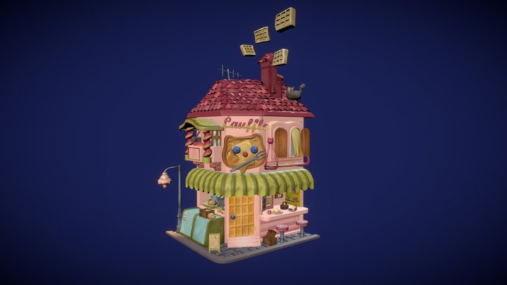 Sculpting Final - Lauffle Waffle House Façade 3D Model