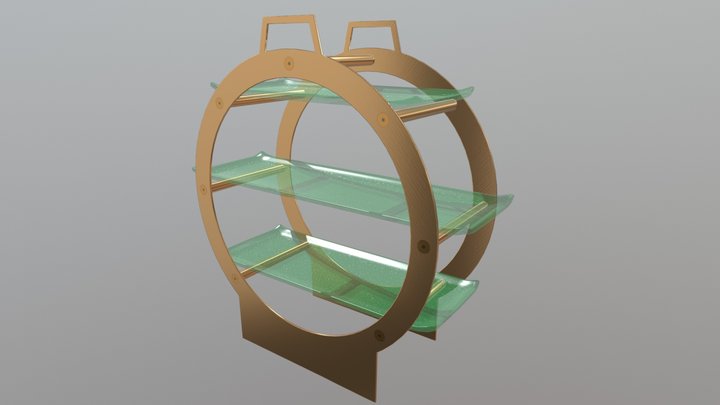 BES14601 Brass With Handles , Green Ting Shelf 3D Model
