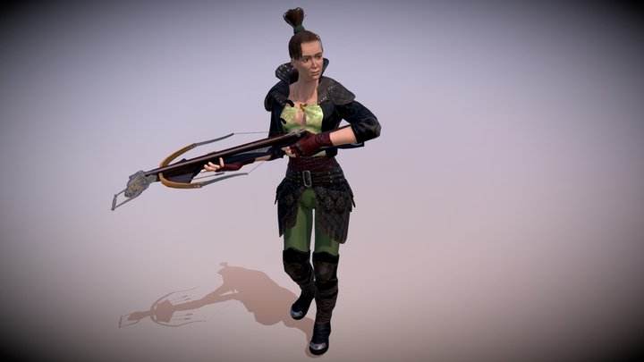 Girl with crossbow 3D Model