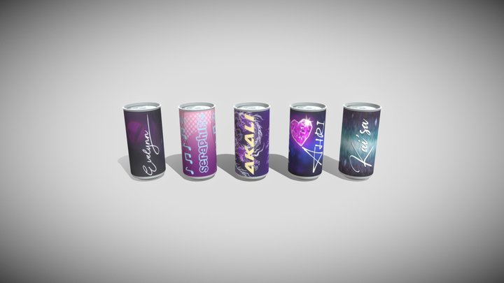 KDA Soda Can + Bonus Seraphine Soda Can 3D Model