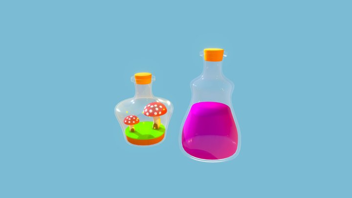Fairy and Potion bottles 3D Model