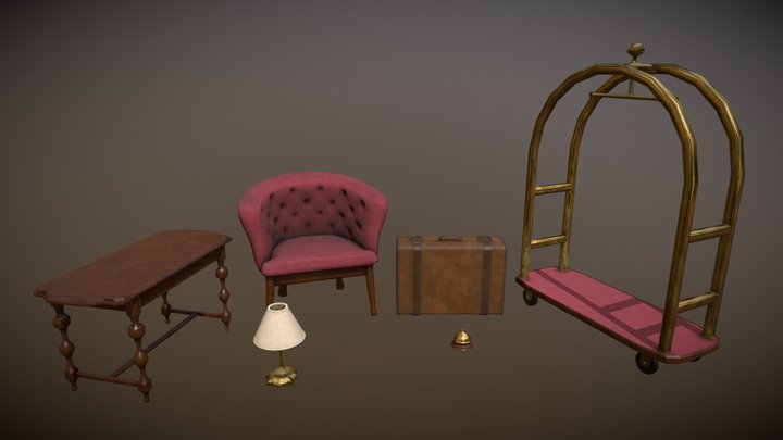 6 Old Hotel Props 3D Model