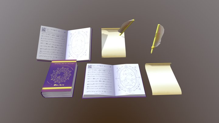 Book And Pen 3D Model