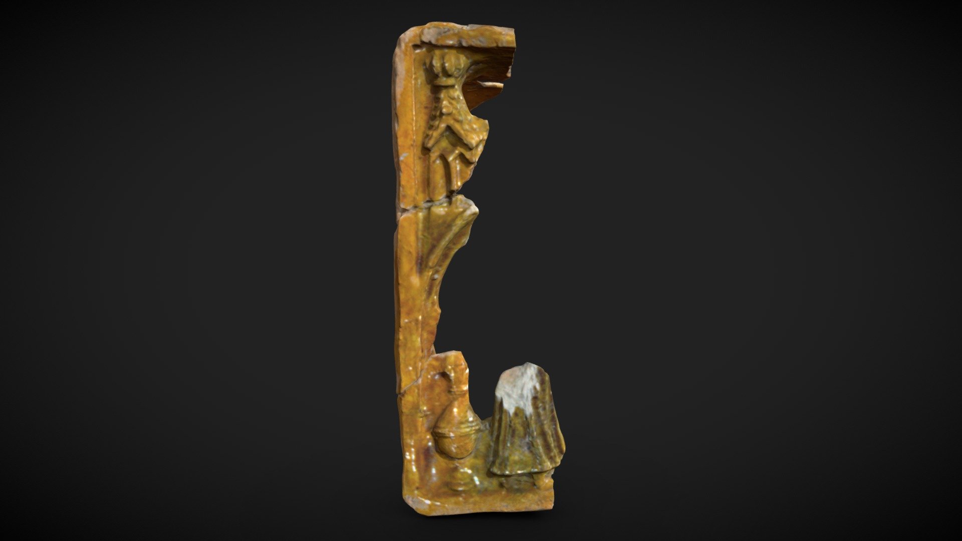Fragment of a bowl tile with a standing couple — Sketchfab embed 3D viewer