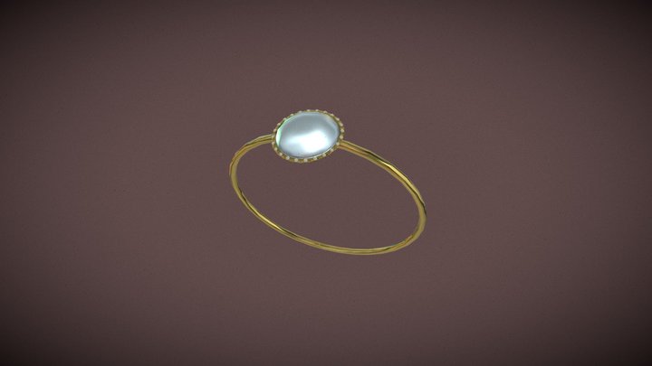 Ring, Gold with Pearl and Diamonds 3D Model