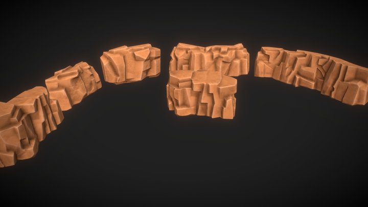 Stylized Desert Cliffs Asset Pack 3D Model