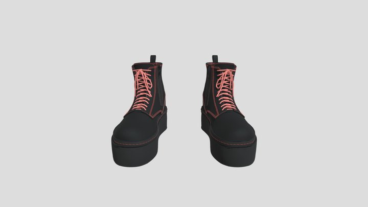 Pink Tie Boots 3D Model