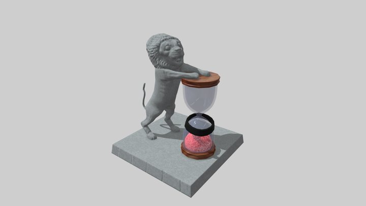 Hourglass lion statue 3D Model