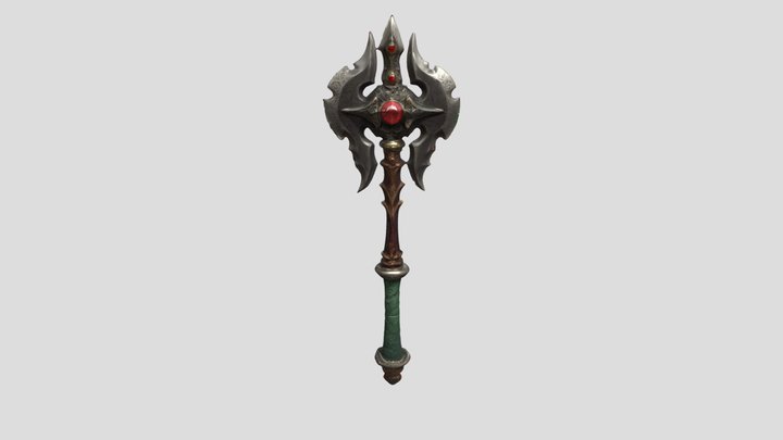 Crimson Gem Axe – Legendary Fantasy Weapon 3D Model