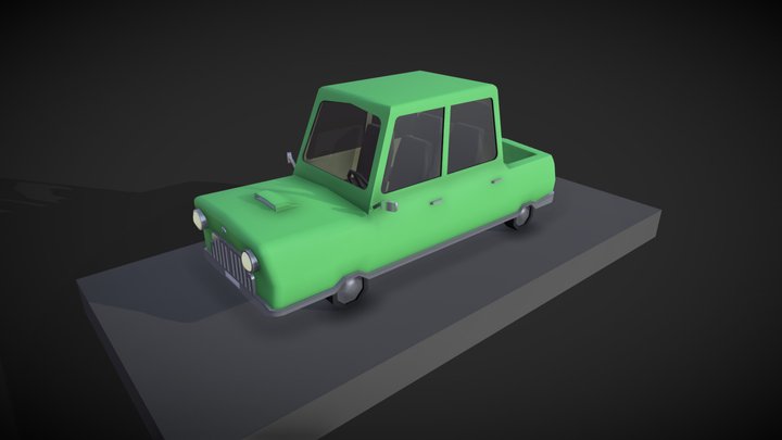 Low-poly Toon Car (game ready) 3D Model