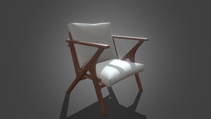 Mahogany Wood Armchair 3D Model