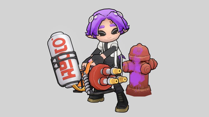 Handpaint Lowpoly OC Character （Pose 01） 3D Model