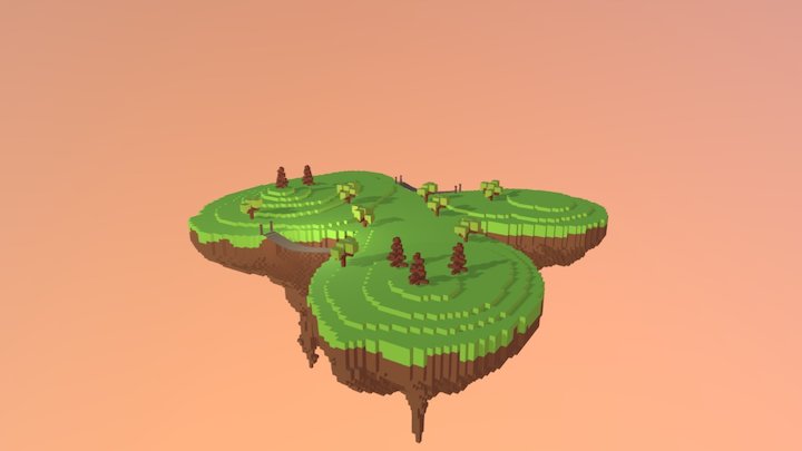 Voxel Island 3D Model