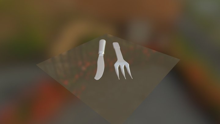 вилка и нож 3D Model