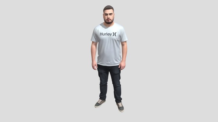 Portrait of a man in a gray Hurley shirt – Modelo 3D gratuito STL