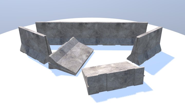 Concrete Road Barrier 3D Model