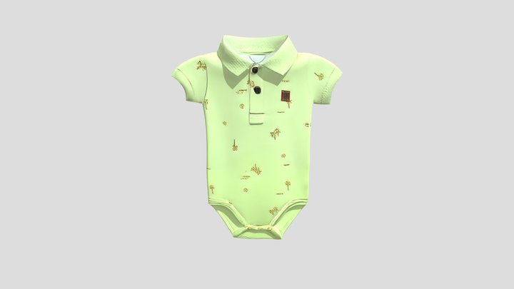 light green baby romper suit 3D Model