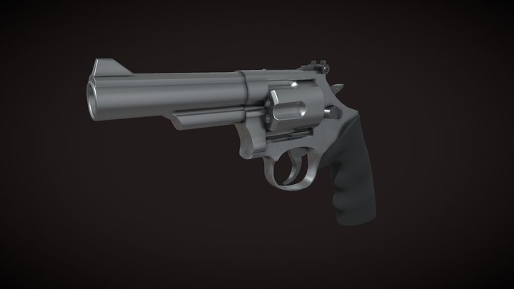 Low poly Smith & Wesson revolver 3D Model
