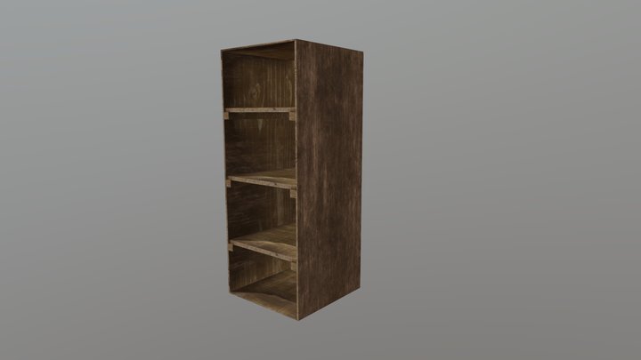 Wooden Shelf(Low Poly) 3D Model