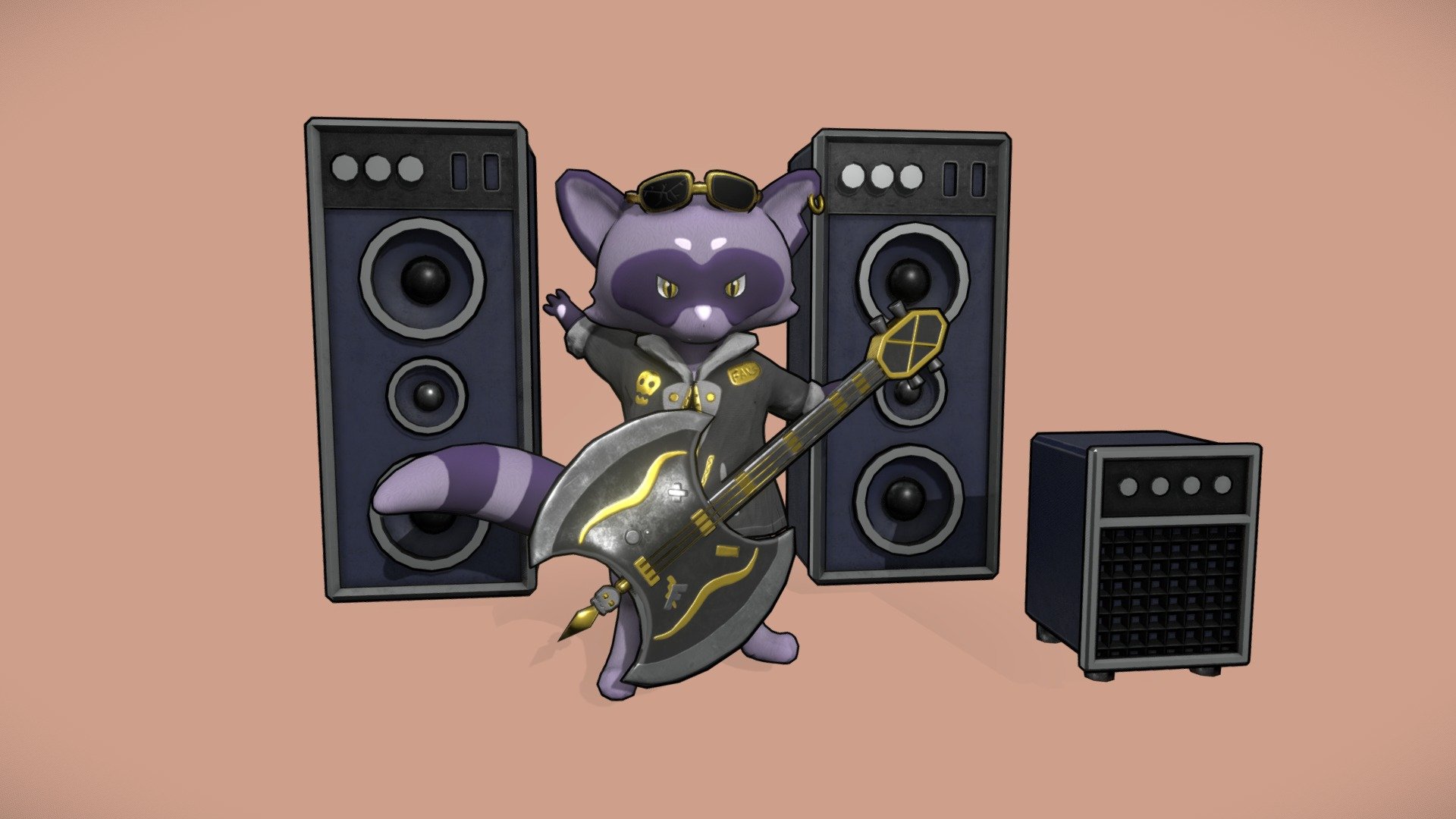 Cartoon Punk Racoon: Fangs - 3D model by Nekueda [5862bb6] - Sketchfab