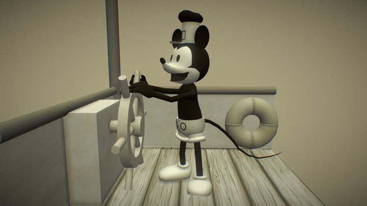 Mickey Mouse - Steamboat Willie 3D Model