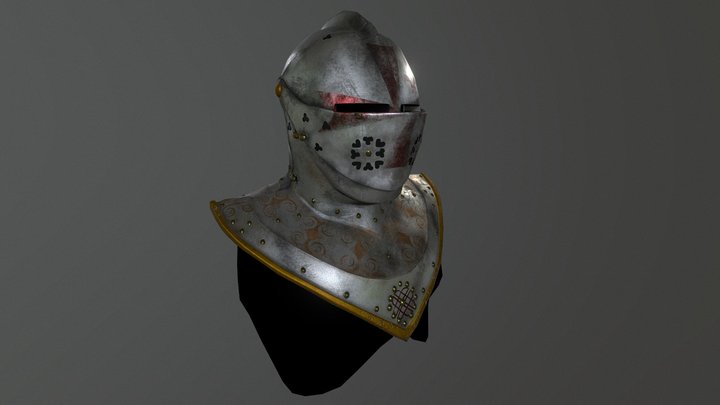 Medieval Tournament Knight Helmet 3D Model