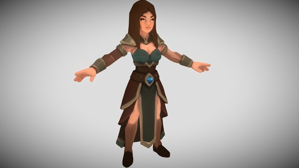 Lowpoly Handpainted Woman Villager