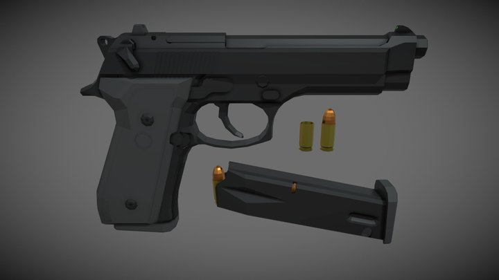 low-poly Beretta 92FS – Free 3D Model STL