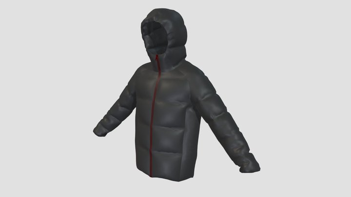 men s black puffy jacket 3D Model