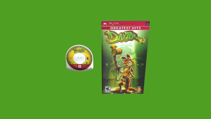 Daxter PSP game case + UMD disk (low-poly)