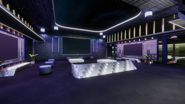 Metaverse Space Office |Baked| VR/AR Ready 3D Model